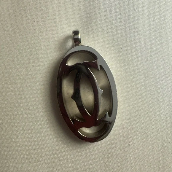 Authentic Cartier 2C Logo Silver Pendant Top Charm w/ Box - Picture 4 of 8